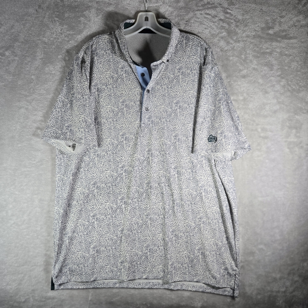 Greyson Den of Thieves Short Sleeve Golf Polo Mens Size Large L White Wolf Print
